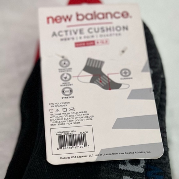 New Balance Men's Black Socks, Lo-Cut Performance Socks, 4 Pair, Size 6-12.5 - Picture 3 of 4